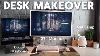 AESTHETIC DESK MAKEOVER: productivity setup, anime, unboxing haul, budget keyboard, cat lamp & more!