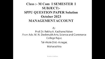 Management Account October 2023 SPPU Question paper Solution M com Semester I useful to TYBCom CMA