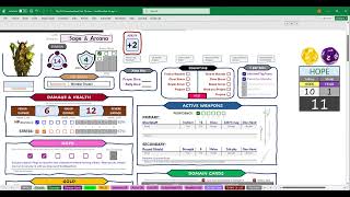 Daggerheart Excel tool: CHARACTER SHEETS