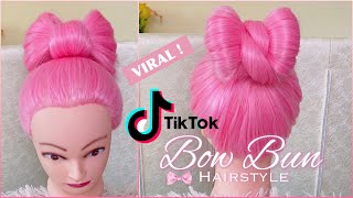 Hair bow bun tutorial 2021 | Viral TikTok  hairstyle