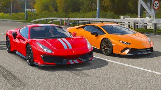 Forza horizon 4 drag race: lamborghini huracan p vs ferrari 488 pista