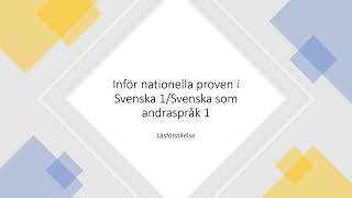 Inför nationella provet svenska 1/svenska som andraspråk 1 - Läsförståelse