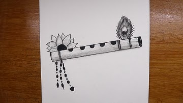 Bansuri drawing easy and beautiful | Beautiful Krishna Flute Drawing