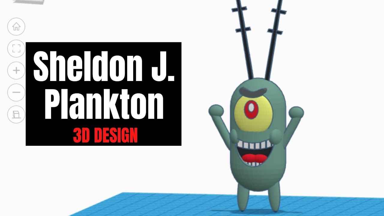 TinkerCAD - Tutorial for Beginners - How to 3D Design Sheldon J. Plankton from SpongeBob SquarePants