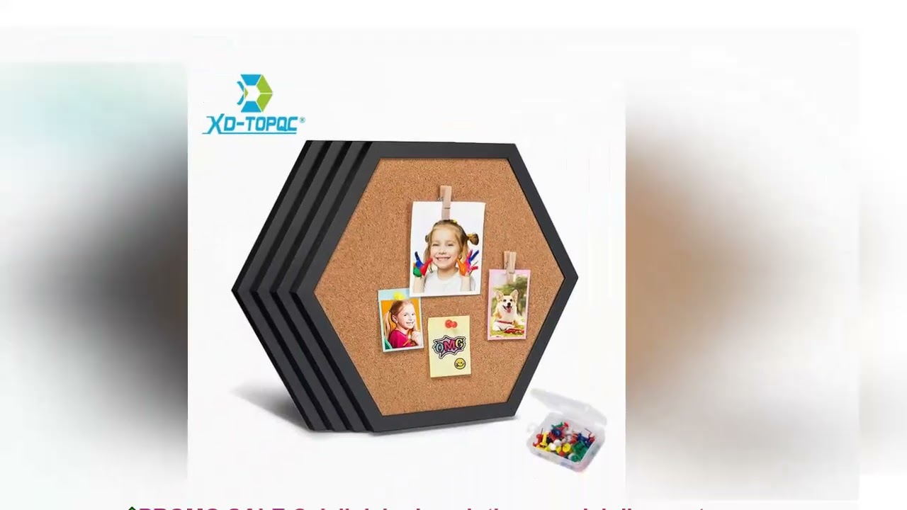 New Style Equilateral Hexagon Cork Board Innovative Message Board Pin Boards Wood Frame Decorative P