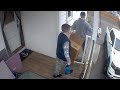 Dad takes a spill down the stairs after slipping on ice