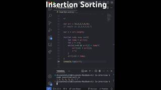 Insertion Sorting | Top JavaScript  Interview Q&amp;A | #shorts #javascript #interview #youtubeshorts