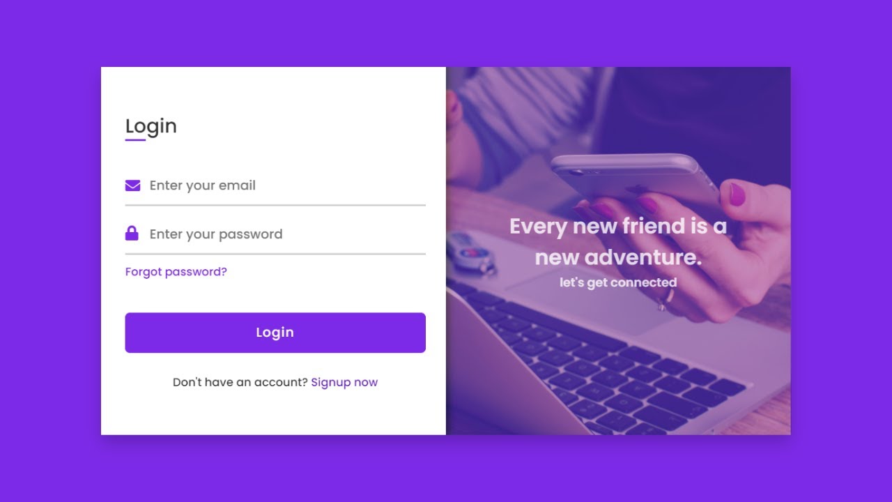 โค้ดเพลง html New 2022 Responsive Login and Registration Form in HTML and CSS