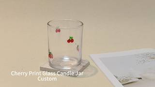 Cherry Print Glass Candle Jar | Custom Glass Candle Container Wholesale#HomeDecorWholesale