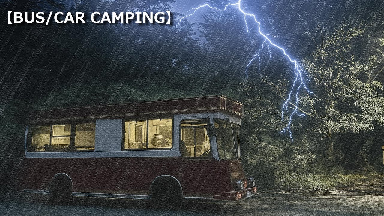 ☔Впервые в жизни ночуем в кемпинге в автобусе под проливным дождём и громом