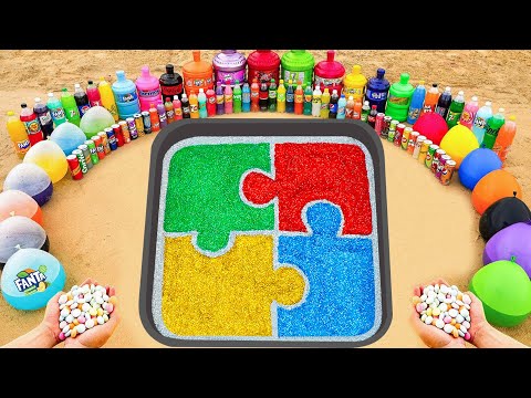 EXPERIMENT Slime - How To Make Rainbow PUZZLE With Glitter Slime, Orbeez, CocaCola vs Mentos & Sodas