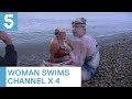 Sarah thomas cancer survivor becomes first to swim channel four times nonstop  5 news