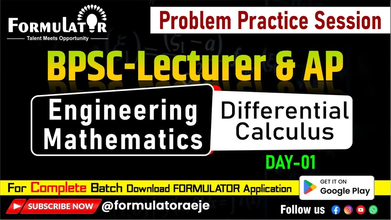 Most Important Differential Calculus Questions | BPSC AP/Lecturer | Day-01