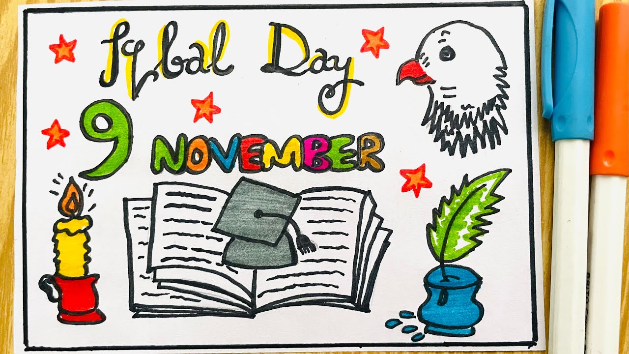 Iqbal Day Drawing | 9 November Iqbal Day Poster Idea | Easy Iqbal Day Drawing for School Project 