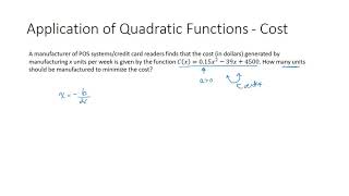 S14 Application Of Quadratic Functions Minimize Cost