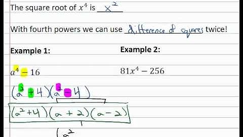 10.3e Factoring Tricks - Difference of 4th Powers