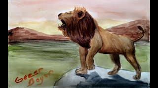 sulu boya aslan resmi/ water color lion sulu boya aslan resmi/ water color lion
