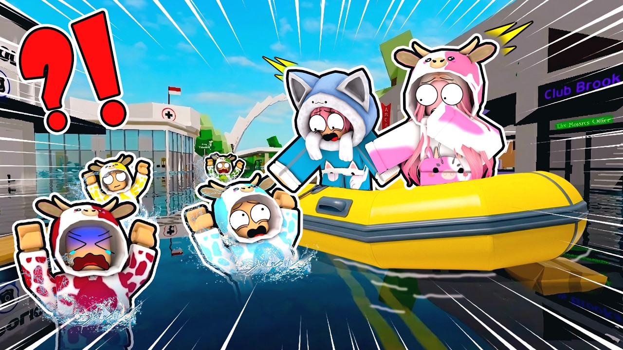MOMON & ATUN BUAT PERAHU RAKIT UNTUK SELAMAT DARI BANJIR di BROOKHAVEN @BANGJBLOX