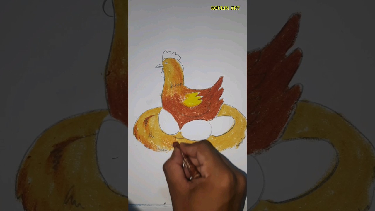 Hen and egg drawing with oil pastels || Easy oil pastel drawing, 