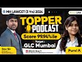 Mh law cet 3 yrs 2024 topper podcast purvi score 9994ile  target college glc podcast