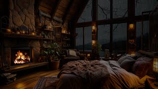 Sleep to Gentle Rain and Cozy Fireplace Sounds | Perfect for Insomnia and Relaxation