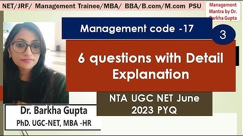 3/ Questions of the day/ management / June 2023/ NTA UGC NET/  by Dr. Barkha Gupta