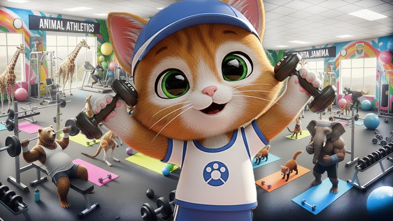 Cute Workout Kitten 🥰🐾 | Funny Cartoon Cat Working Out Video 