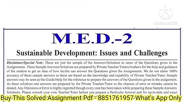 MED 02 Solved Assignment 2023-2024 | MED 02 Solved Assignment 2023-2024 In English | MED 02 IGNOU
