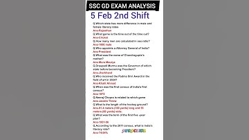 SSC GD EXAM ANALYSIS 2025| 5 Feb 2nd Shift| SSC GD paper analysis today#sscgd#ssc#shorts#gkgs