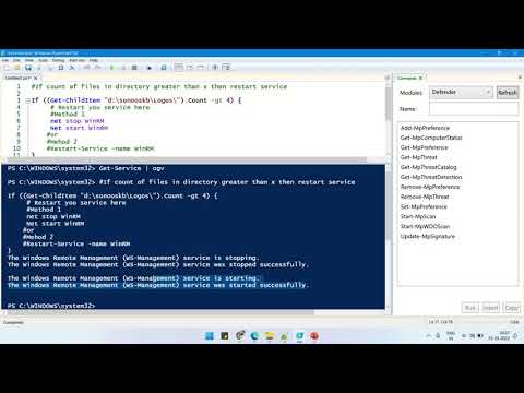 If count of files in directory greater than x then restart service with PowerShell script