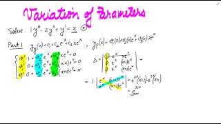 Diff. Eq.: Variation of Parameters Third Order Nonhomogeneous Part 4 out of 4