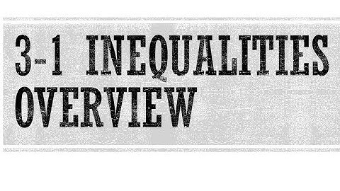 3.1 Notes,  Inequalities Overview