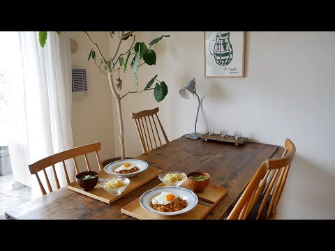 아스파라거스와 토마토 구이 아침 식사, 외식으로 소바, 들기름 <strong>양배추</strong> 마리네이드, 냉동밥으로 김치 <strong>볶음밥</strong> 만들어서 점심 먹기