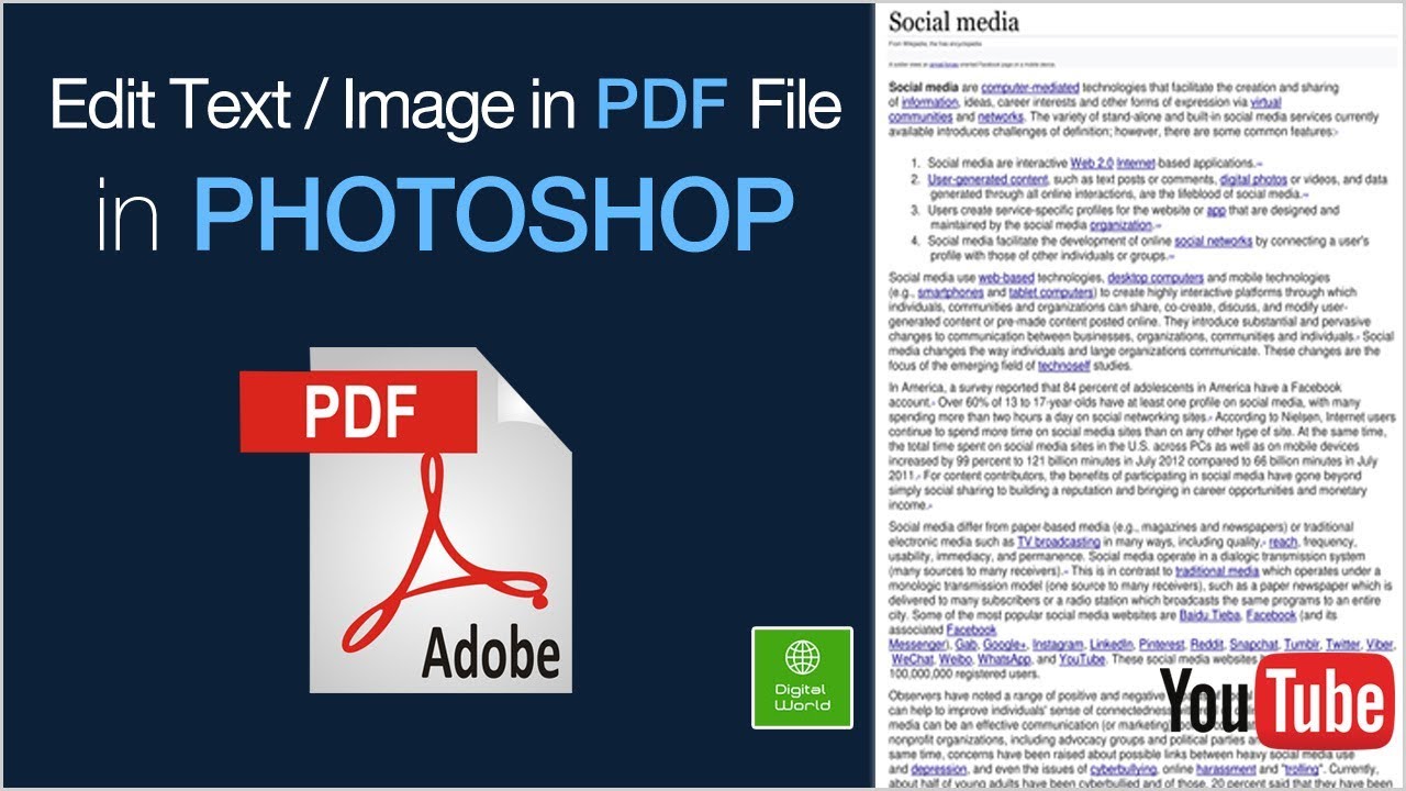 How To Change Text Or Image In Pdf File Using Photoshop Easily Edit Pdf File In Photoshop 17 Youtube