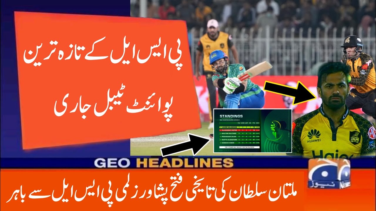 PSL Point Table 2023 - PSL 8 Point Table - PSL 8 Latest Point Table 2023 After PZ Vs MS Match -