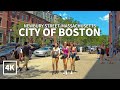 [4K] BOSTON TRAVEL - Newbury Street, Historic 19th-century Brownstones, Back Bay, Massachusetts, USA