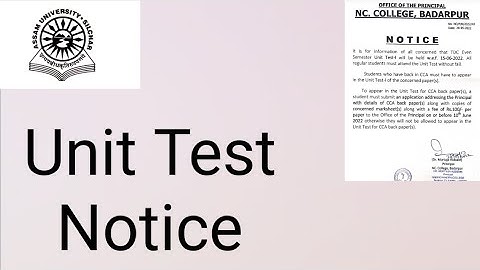 Assam University Silchar|| Even Semester Unit Test Notice|| N.C.College ||