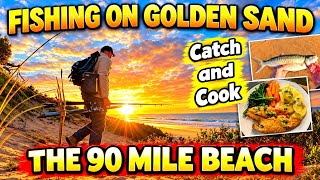 Fishing on the Golden Sand of the 90 Mile. Catch & Cook