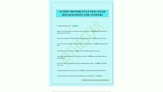 NJ DMV MOTORCYCLE TEST EXAM 2025 QUESTIONS AND ANSWERS5