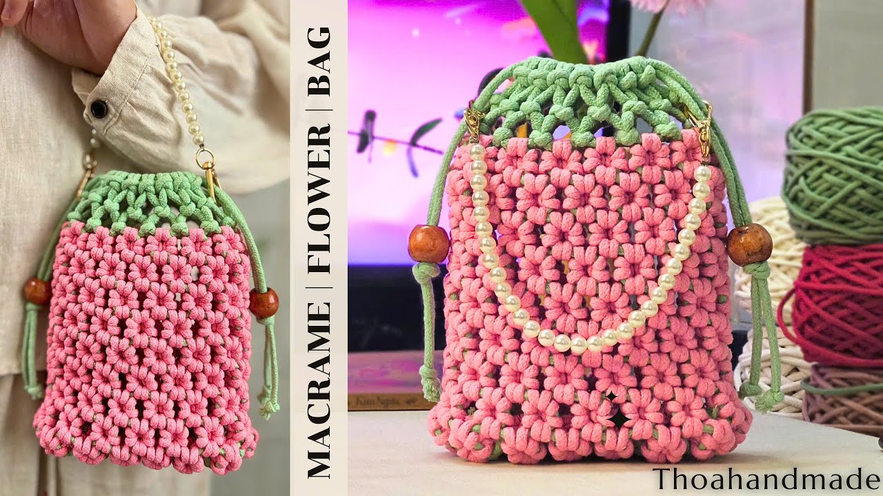 [Macrame Flower Bag] Hướng dẫn làm túi xách tay hoa macrame cực xinh | Macrame Bag Tutorial