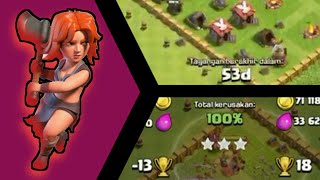 SERANG PAKAI VALKYRIE CUMA 53 DETIK?•Clash Of Clans Indonesia