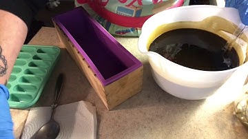 Pine Tar Soap, making, cutting, cold process