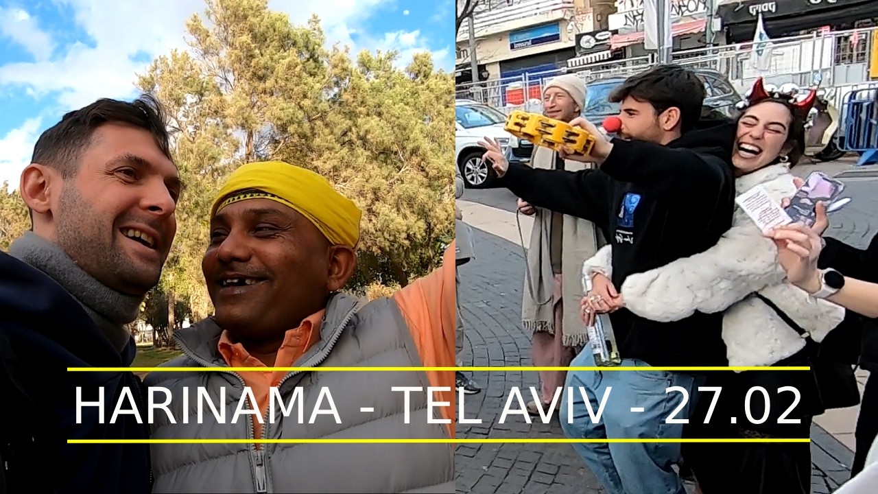 Feb 27, 2026 — Hare Krishna Harinama in Tel Aviv 🇮🇱 | Carmel Market | Purim Vibe Before Shabbat