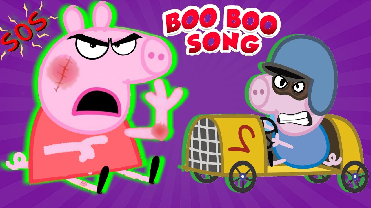 boo boo song Peppa Pig / Funny video / Funny kids / Peppa got hit by a ...