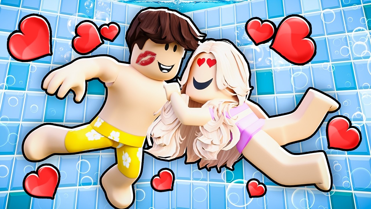 ŁADNA DZIEWCZYNA POCAŁOWAŁA MNIE NA IMPREZIE BASENOWEJ w ROBLOX! 😳 (Historyjka Roblox)