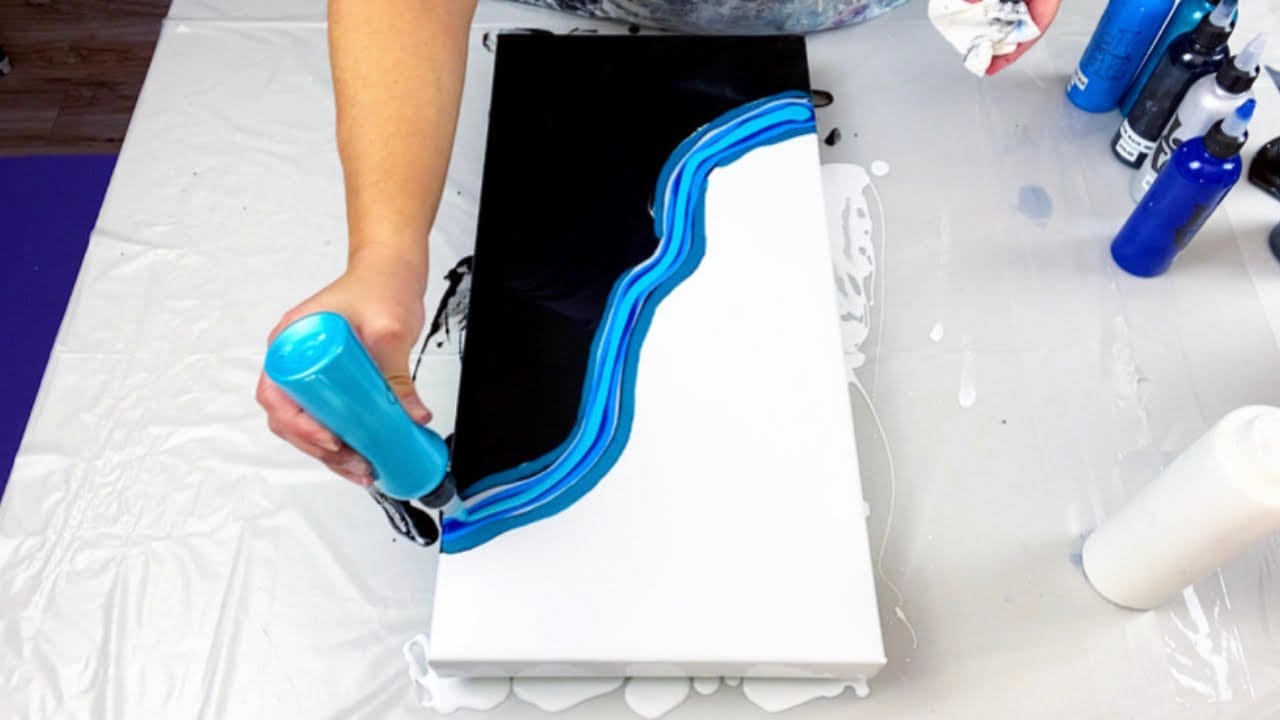 # 400 - BLACK & WHITE Color Split! | Acrylic Pouring Tutorial | Fluid ...