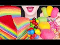 ASMR RAINBOW DESSERT *CREPE CAKE, M&M'S CHOCOLATE BALLS, JELLY BELT 무지개 디저트 먹방 EATING SOUNDS