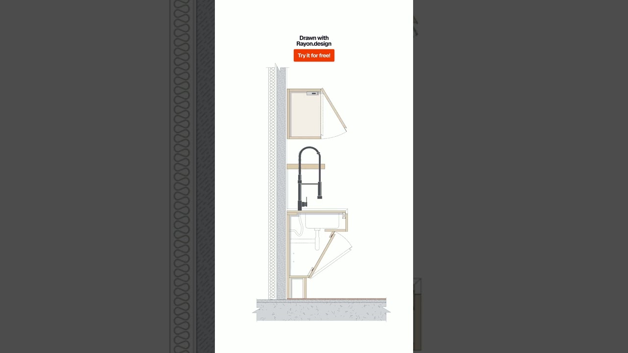 Kitchen sing detail, drawn with www.rayon.design 