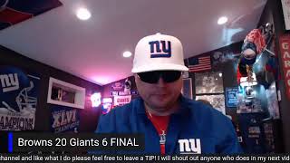 SNF/Cleveland Browns @ New York Giants/LIVE Reaction