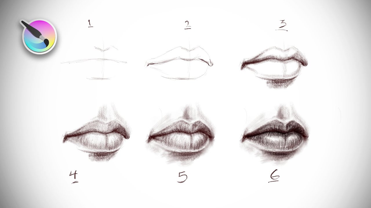 How to draw lips in Krita, step by step. digital drawing - YouTube